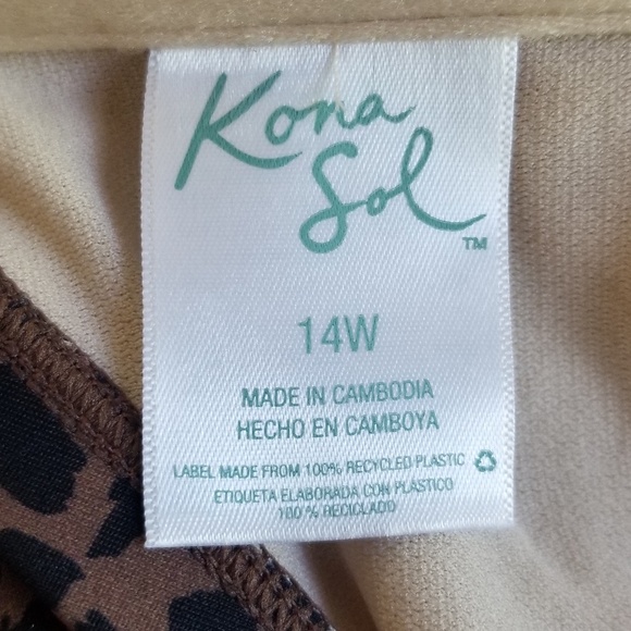 Kona Sol Animal Print Flounce One Piece Swimsuit Size 14W‎ NWOT - Picture 12 of 14